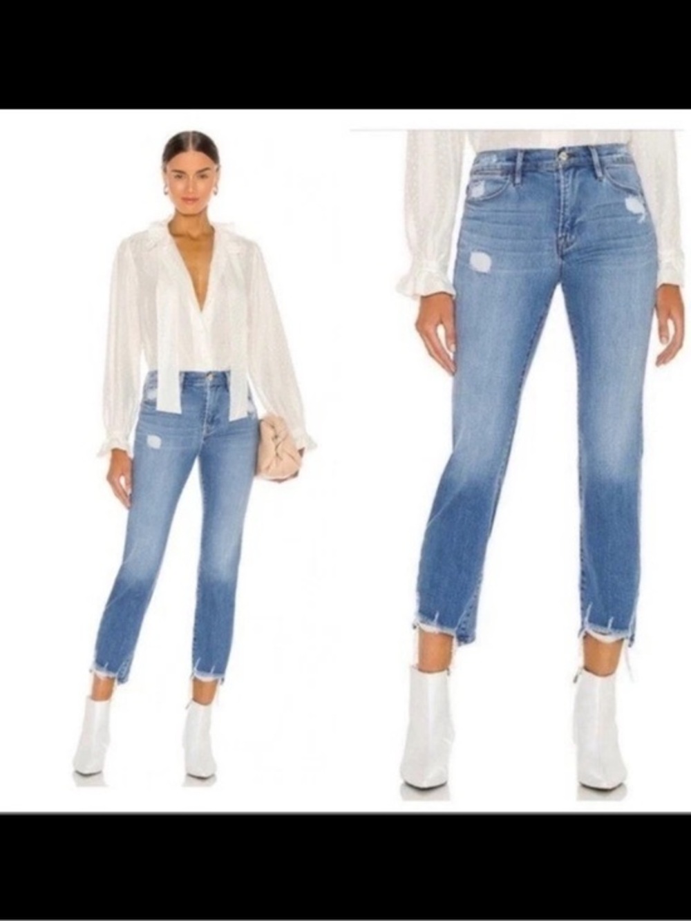 FRAME Denim Le High Straight Jean in Laskey Rips size 26